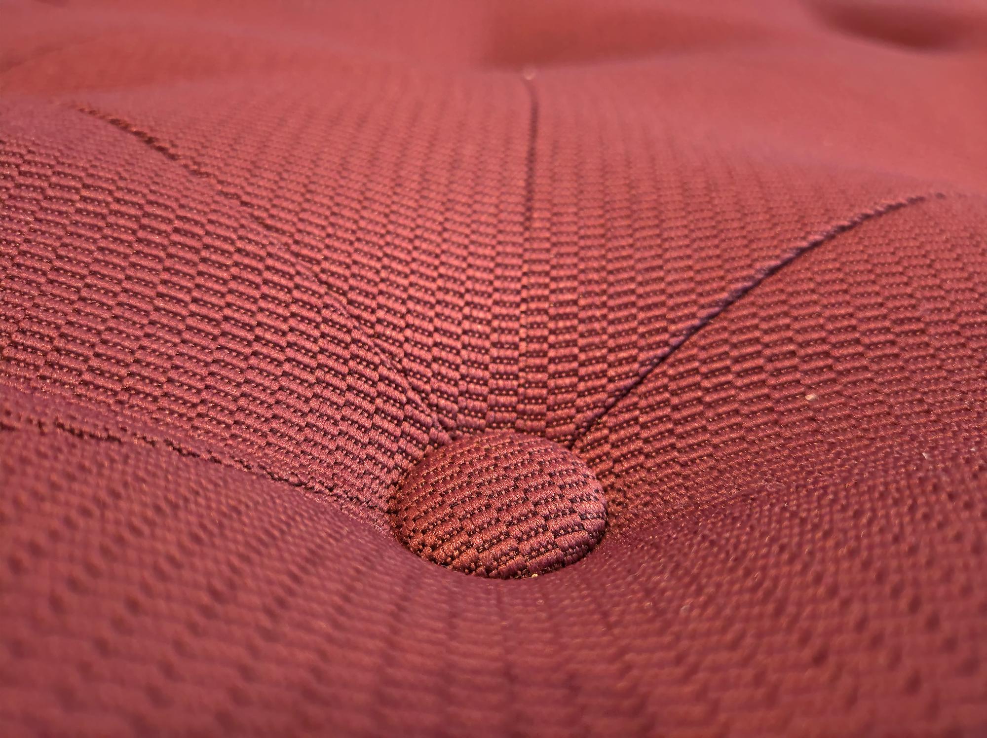 Close-up of satin stitch and textured fill